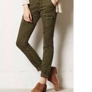 PILCRO AND THE LETTERPRESS Straight Leg Mid Rise Green Cargo Pants Women's 6